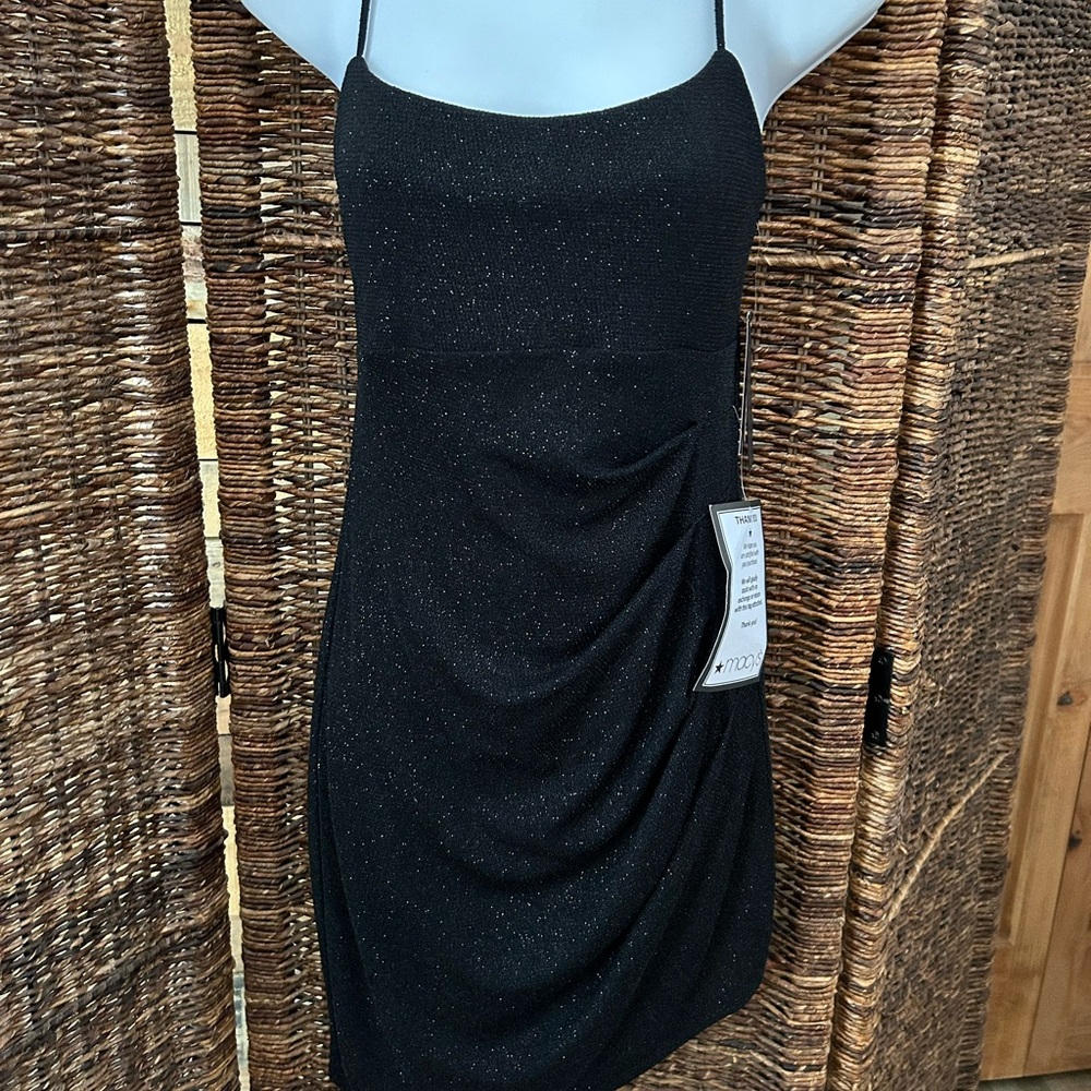 Edgy Little Black Dress Sz M Sparkly Layered City Studio Brand NWT Beautiful